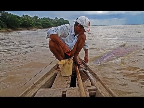 Net Fishing in The River | Fishing By Boats - Cambodia Traditional Fishing