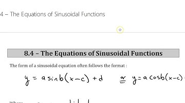 8 4   The Equations of Sinusoidal Functions 1