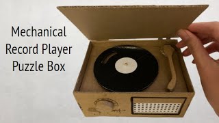 Mechanical Record Player Puzzle Box with Cardboard