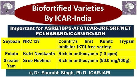 Biofortified varieties by ICAR for ASRB NET/ICAR-JRF/SRF/IBPS-AFO/ADO/HDO/NABARD/AO exams/SuperCrops