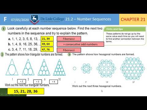 Topic - 21.2 Number Sequences