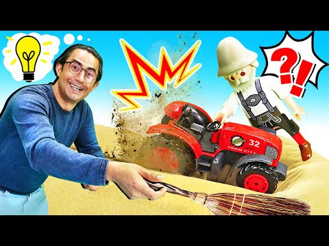 Çiftlik oyunu! Nail Baba Playmobil lego çiftliğinde traktöre yardım et! Çocuklar için eğitici video