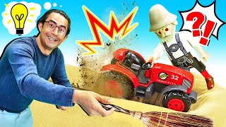 Çiftlik oyunu! Nail Baba Playmobil lego çiftliğinde traktöre yardım et! Çocuklar için eğitici video