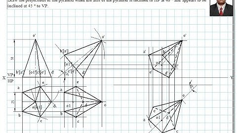 Example 19 on Projection of Solids Manual Drawing.
