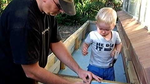 helping dad build the planter box