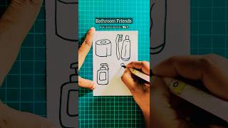 Easy Bathroom things Drawing || How To Draw tissue, handwash, Towel &amp; toothpaste&amp;brush ✍️ &amp; 🎨 #bath