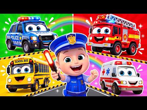 Wheels on the Bus | Police Car, FireTruck, School Bus and Ambulance | Royal Nursery Rhymes
