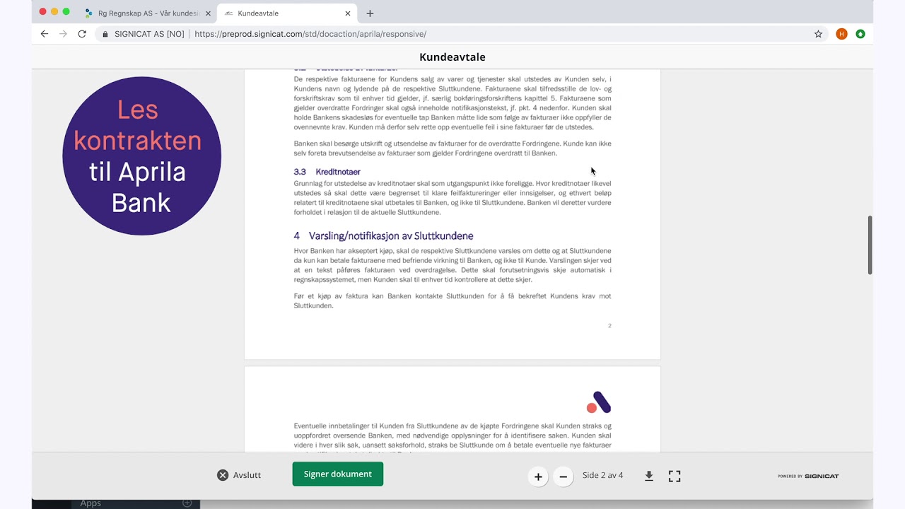 Aprila Fakturasalg i Tripletex
