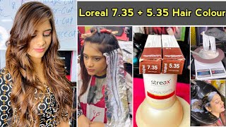 Loreal 7.35 + 5.35 / Mahogany Golden Light Brown hair colour कैसें करे / full practical in Hindi