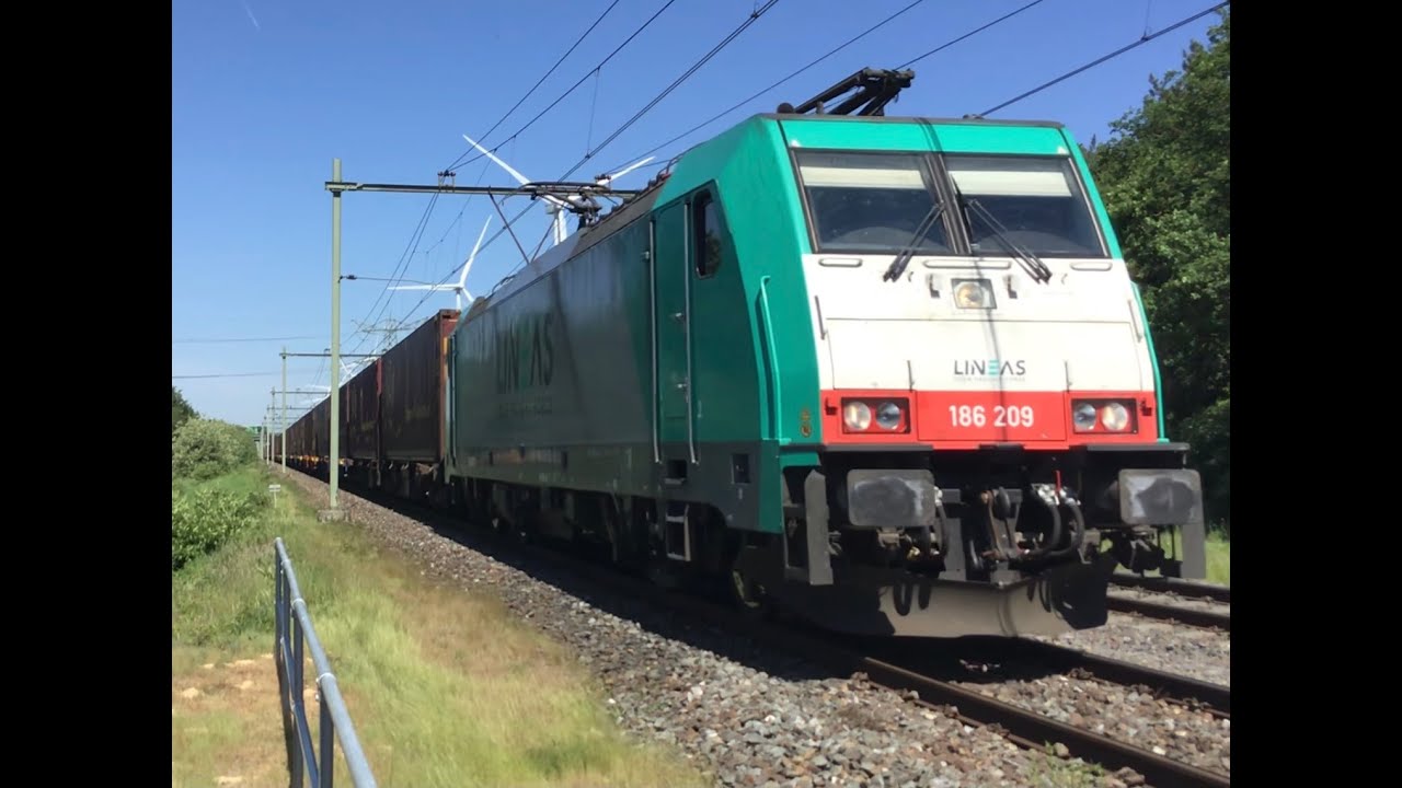 👍🚂Nice ECS Containers Block Train with Lineas Loco 186 209 at Blerick ...