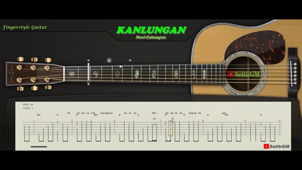 Kanlungan Fingerstyle Guitar with Lyrics and Chords YouTube