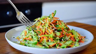Gurkensalat, der Bauchfett verbrennt! Ich kann es jeden Tag essen! Leckeres Salatrezept! 🥒😋