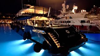 Exquisite OLOKUN 50m Dark & Mysterious Superyacht, arrival in Monaco.