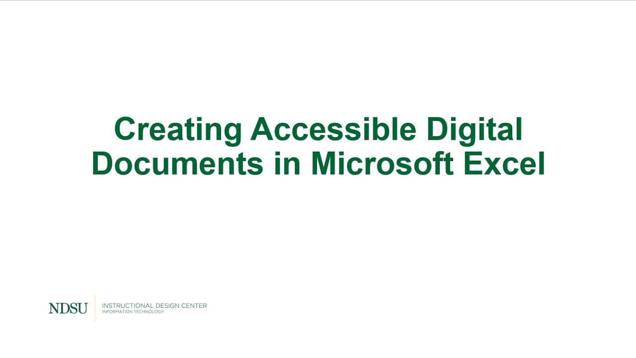 Creating Accessible Digital Documents in Microsoft Excel - YouTube