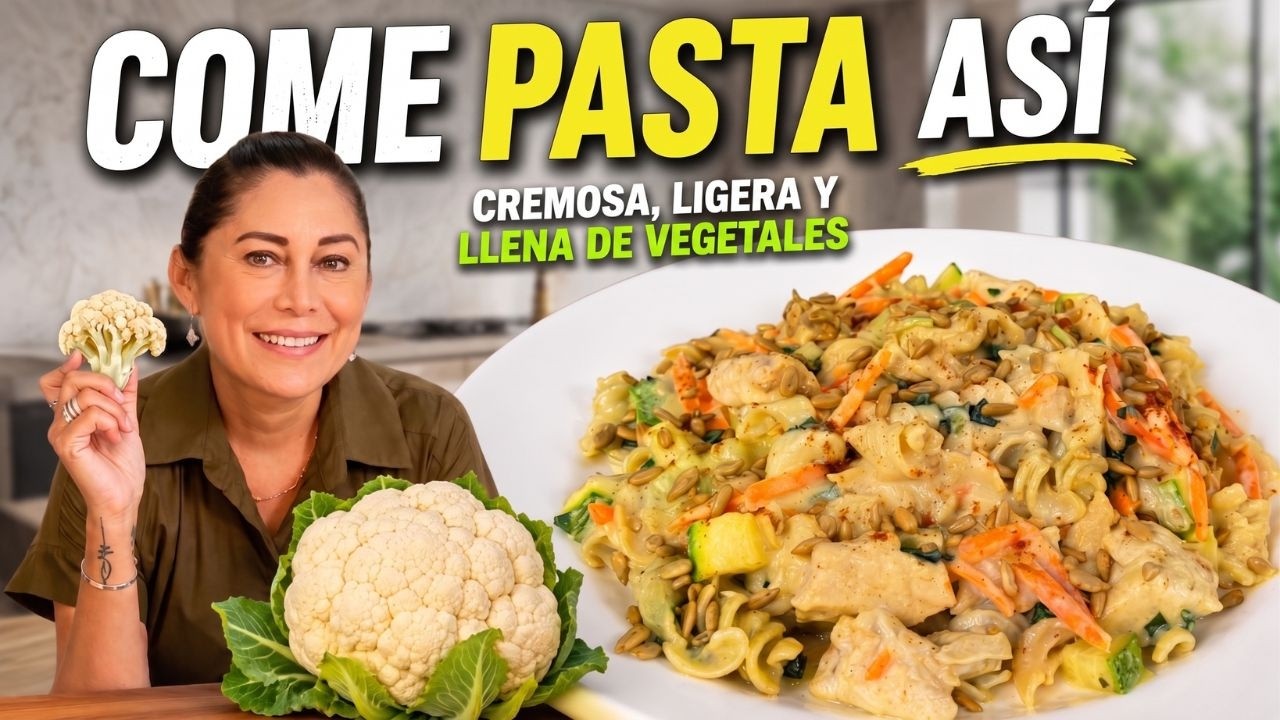 Si no puedes comer crema, mantequilla y grasa, esta PASTA CREMOSA CON POLLO Y VERDURAS es para ti