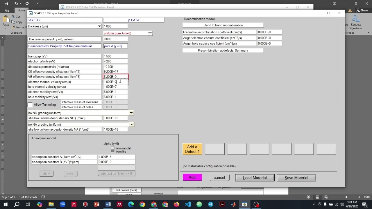Optoelectronic Lab 04 (v2O5 as BSF on CdTe CdS solar Cell)
