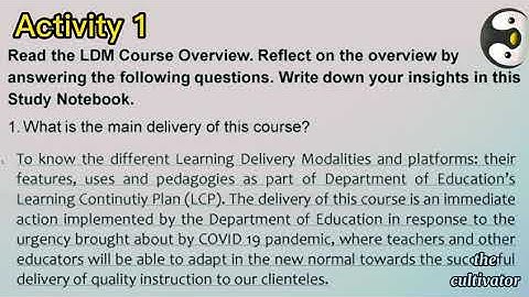 LDM2 : Learning Delivery Modality Module 1 (Answers Key) with soft copy