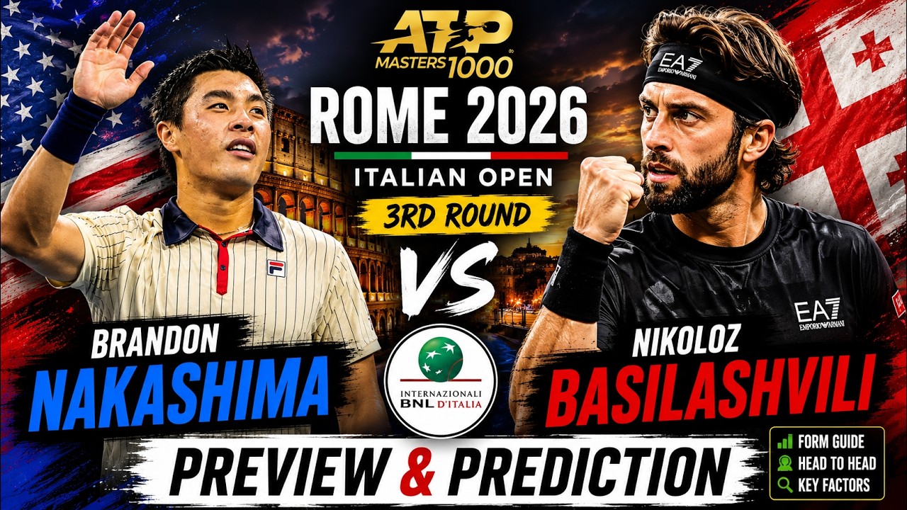Brandon Nakashima vs Nikoloz Basilashvili | ATP Rome 3rd Round