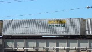 Fast CSX Intermodal Train on Elevated Tracks