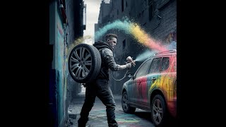 Painting A Car With A Tire-Powered Sprayer