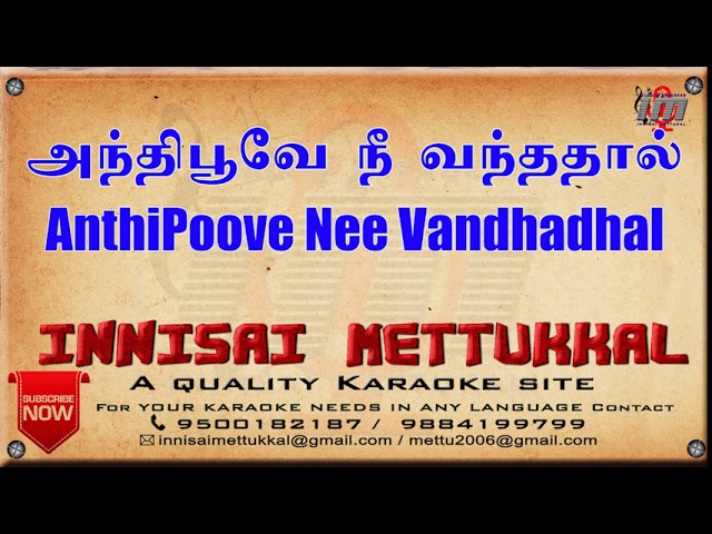 AnthiPoove Nee Vandhadhal | Tamil Karaoke | Tamil Songs | Innisai Mettukkal class=