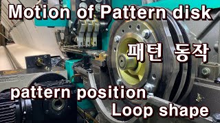 Motion of pattern disk. Tricot Warp Knitting Machine. fabric design karl mayer. 트리코트 경편기 동작 편직 니트 원단