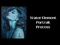 Mixed media portrait process water element