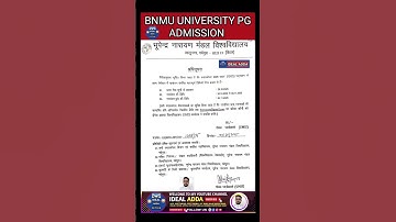 BNMU UNIVERSITY PG ADMISSION #bnmu #pg #admission