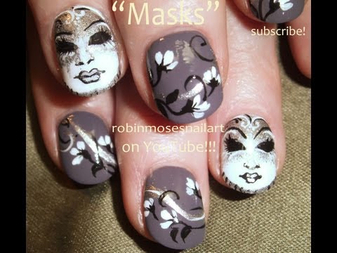 Black and White Masks Nail Art Design Tutorial | Mask Nails