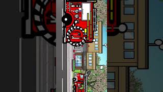 【消防車 踏切】★火事だ!! 消防車出動 働く車★ Fire engine / Railroad crossing and train animation for Kids #働く車 #電車