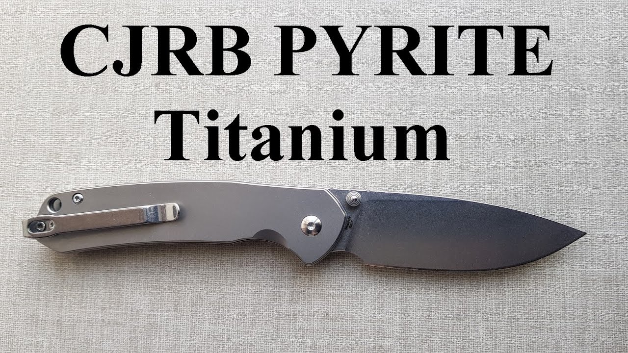 CJRB Pyrite Damascus Blade Folding Knives - Titanium Handle