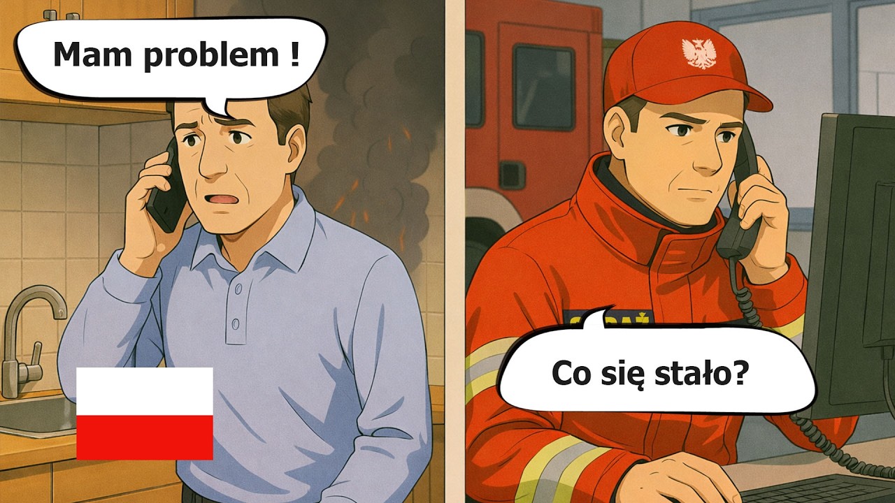 Диалоги экстренных вызовов на польском языке для начинающих (A1–A2)