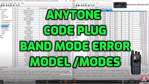 ANYTONE 878UVII CODE PLUGS -BAND ERROR -MODES ETC