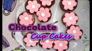 كب كيك شكولاتة وصفة بسيطة و مضمونة و اسهل طريقة للتزين بعجينة السكرِ   Chocolate cup cake