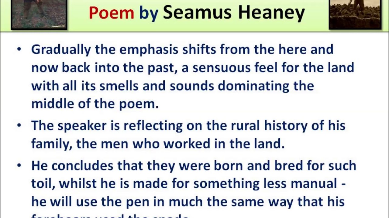 Digging Poem - By Seamus Heaney - Lesson And Notes - By Noojilla Srinivas -  Youtube