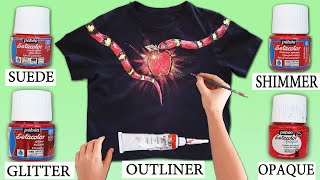 I used EVERY RED FABRIC PAINT I own to create ART ON A T-SHIRT