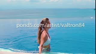 Portrait beautiful young woman happy smile relax in swimming pool w...