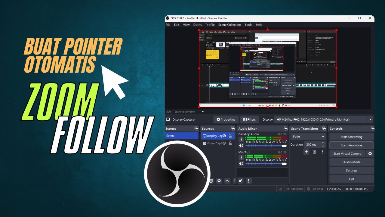 Efek Zoom Otomatis Mengikuti Kursor Mouse di OBS Studio - YouTube