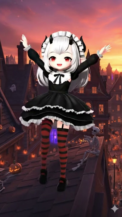 ハッピーハロウィン　悪サイドからのご挨拶らしい。おどるAI　白髪小悪魔しっぽなし  MochilabAI dance #ai   #veo3shorts  #shorts #shots #ハロウィン