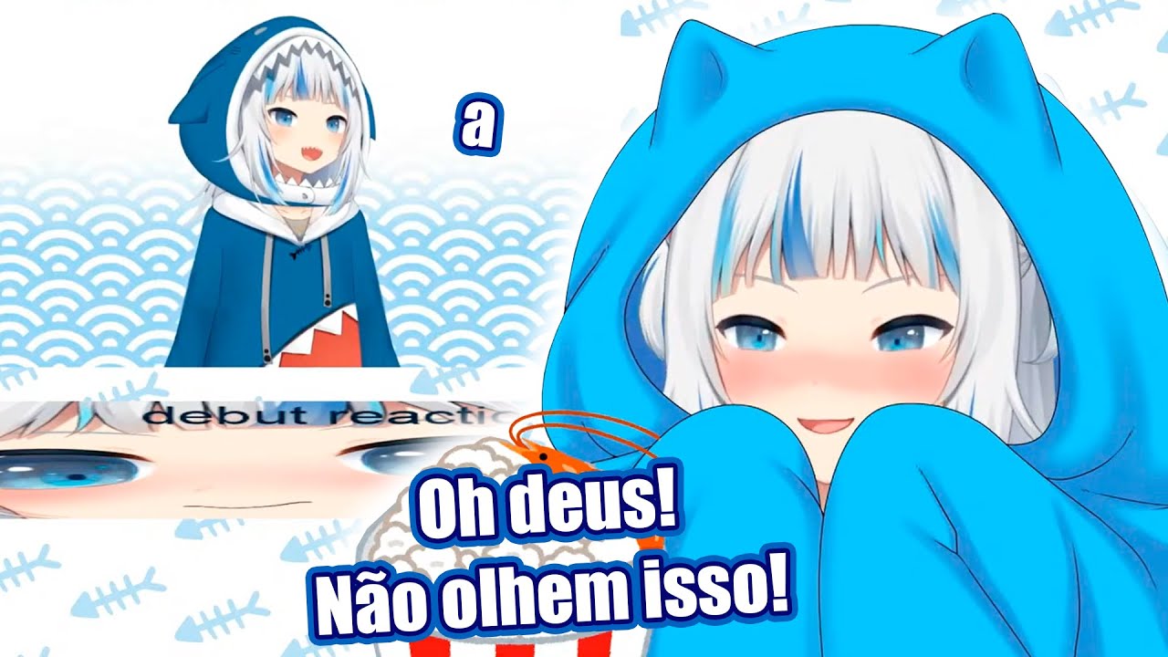 Gura envergonhada ao reagir ao seu memorável "a"