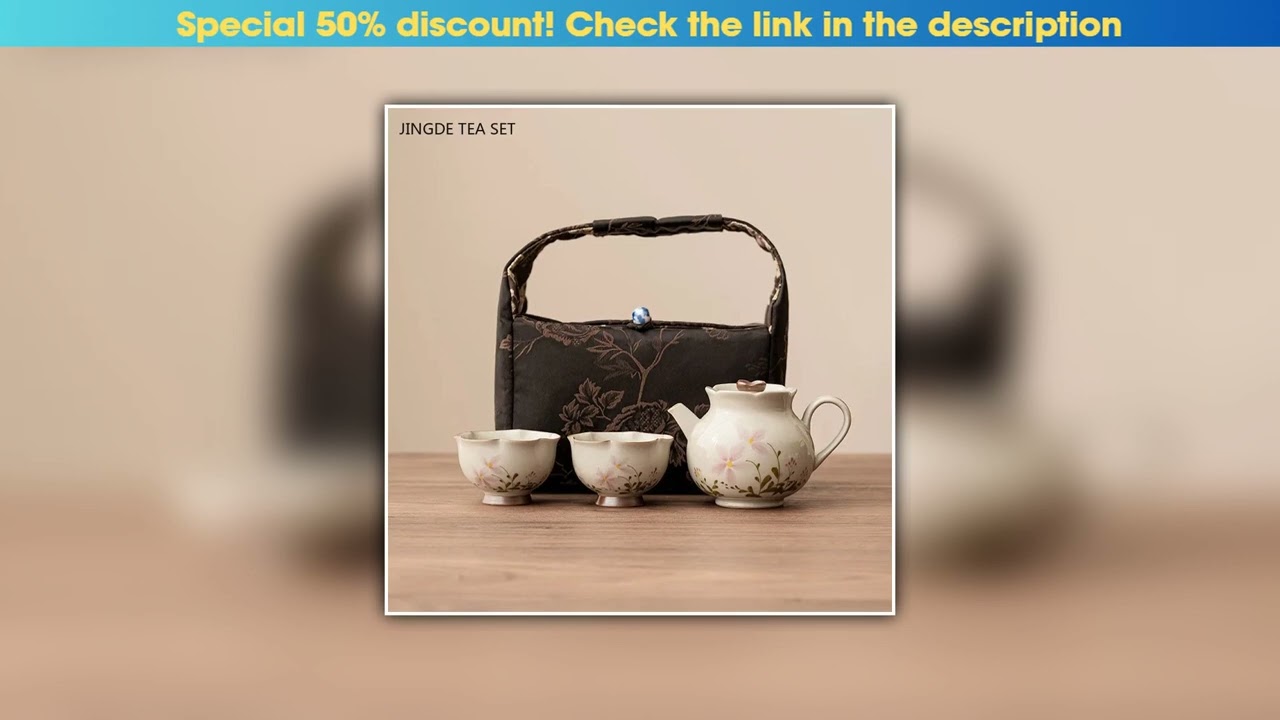 First Look Portable Ceramic Tea Set Household One Pot Two Cups Storage Bag Set Outdoor Travel Teawa