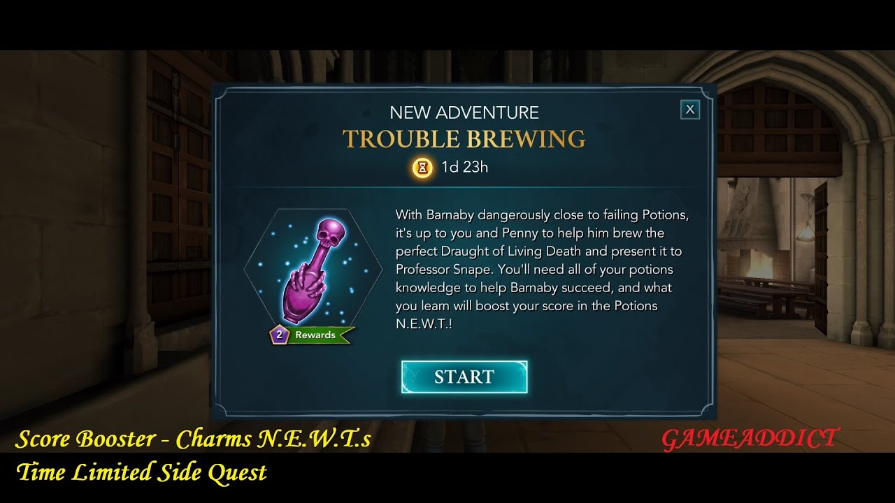 HARRY POTTER HOGWARTS MYSTERY– Timed Side Quest, Potions N.E.W.T.s Score Booster - Trouble Brewing
