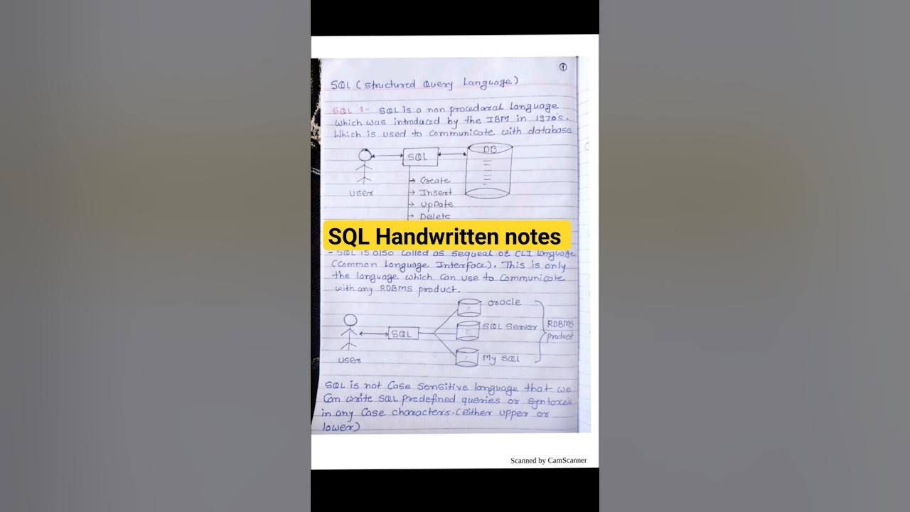SQL handwritten notes #sql #sqlserver #computerscience - YouTube