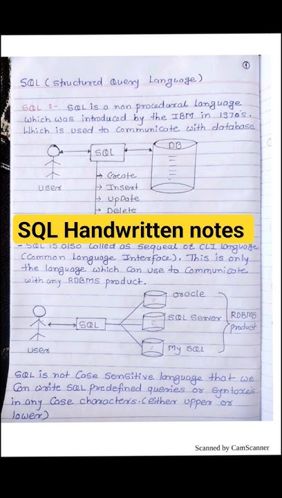 SQL handwritten notes #sql #sqlserver #computerscience - YouTube