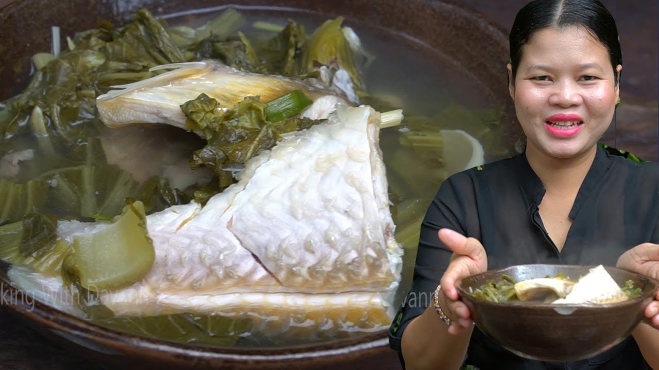 Cooking soup fish with pickle green mustards recipe Simple cooking