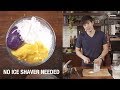 Filipino Shaved Ice Desserts (Halo-halo, Ice scramble, Saba con yelo, Buko ice candy)