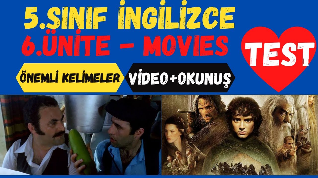 5.SINIF İNGİLİZCE 6.ÜNİTE KELİMELERİ - MOVIES | Önemli Kelimeler (4K Videolar ve Okunuşlarıyla)