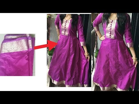 anarkali dress pattern from saree