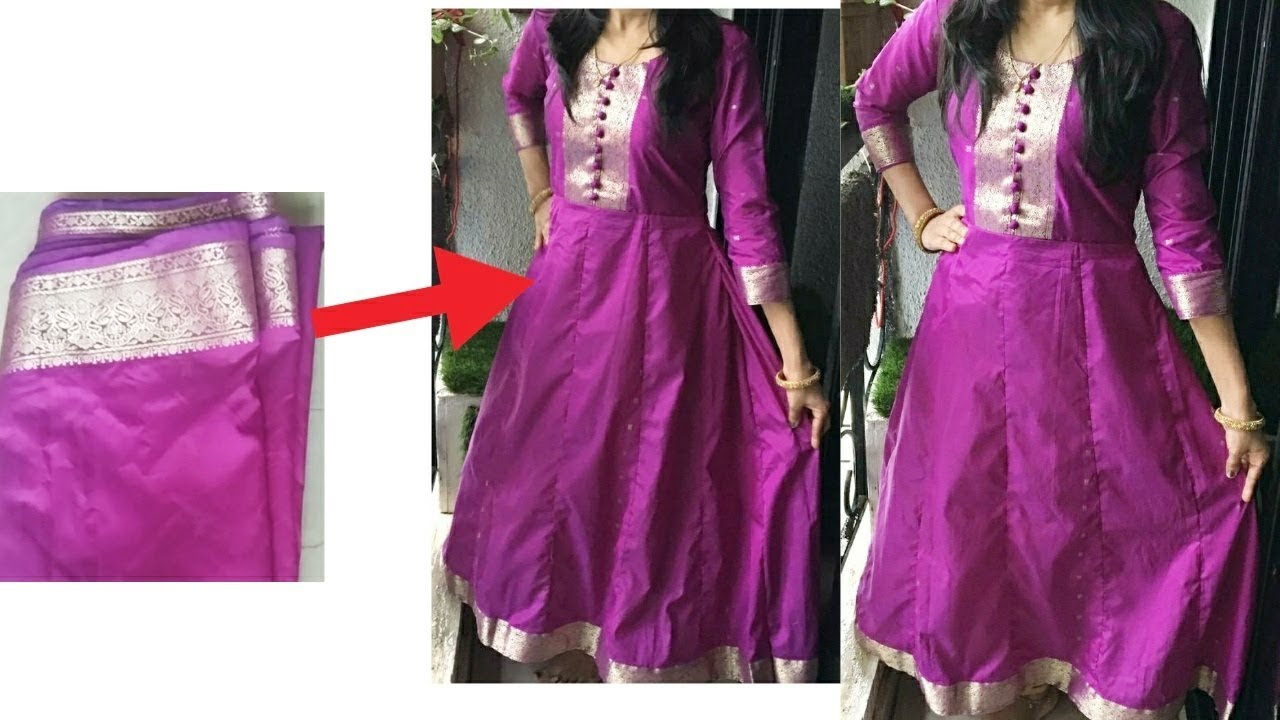 Recycle Old Sarees To Kurtis | Designs Of Kurtis Made From Old Sarees |  Kurti designs, Recycled dress, Silk kurti designs
