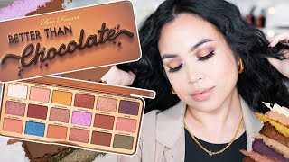 too faced better than chocolate eyeshadow palette swatches + tutorial